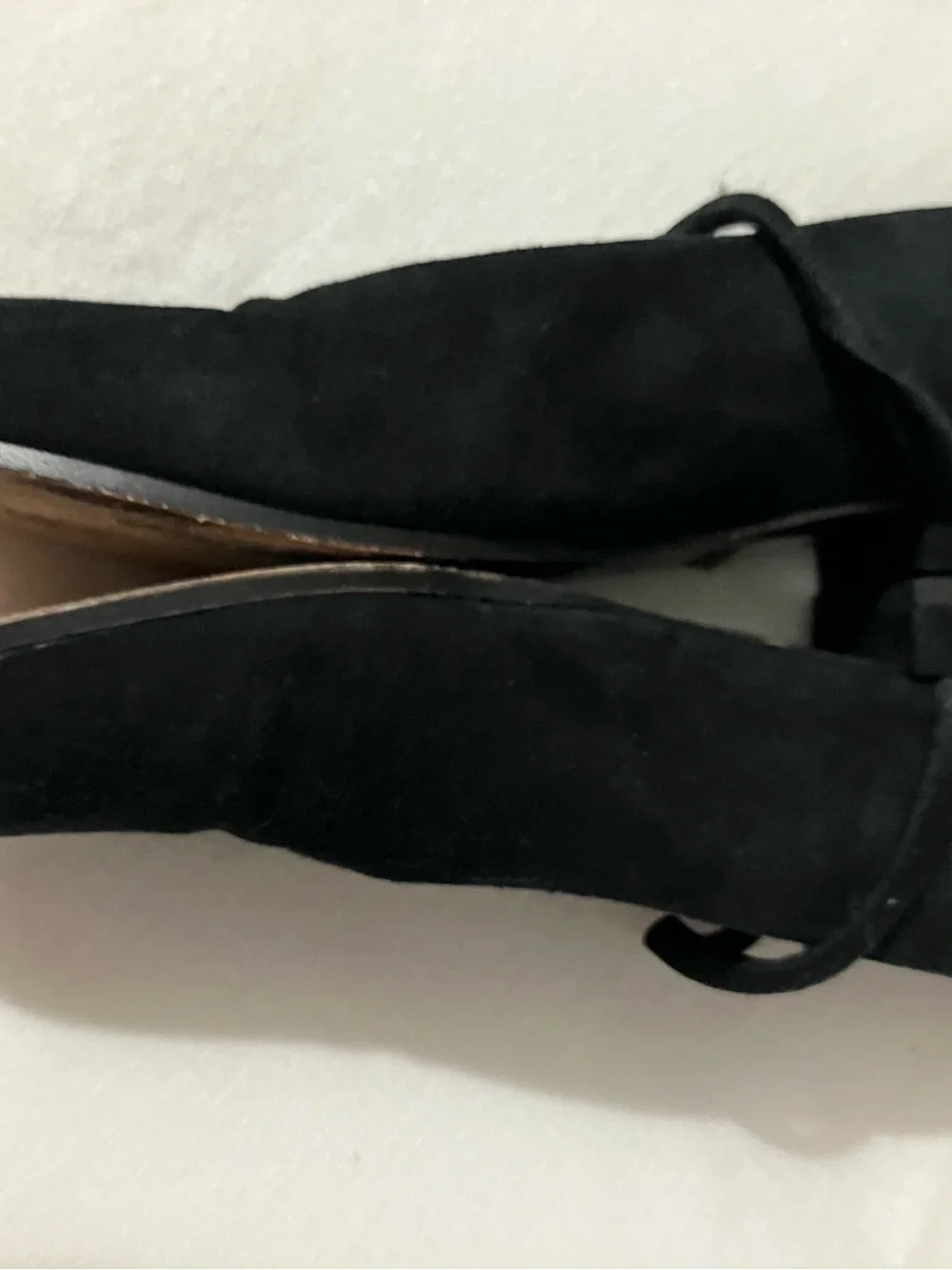 Espace Vintage Black Suede Mary Jane Heels 7.5